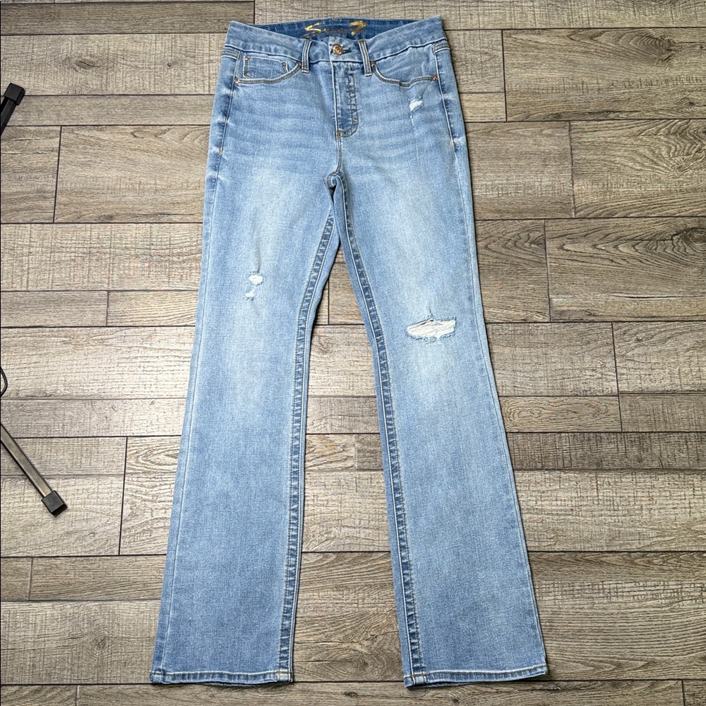Seven7 Tummyless High Rise Slim Boot  Light Blue Denim